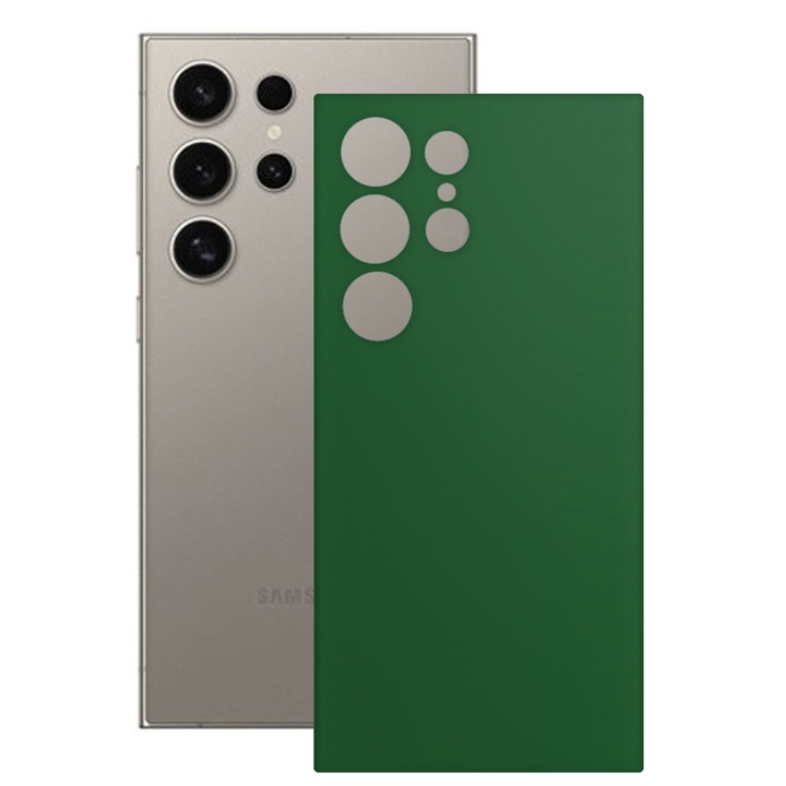 SILKASE bőrfólia, Samsung Galaxy S24 Ultra-hoz, matt sötétzöld, telefon hátvédő