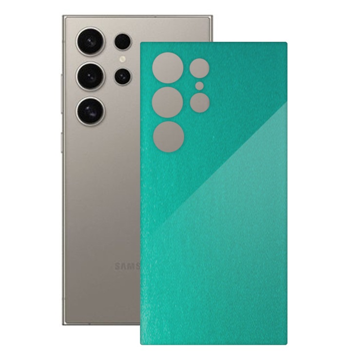 SILKASE bőrfólia, Samsung Galaxy S24 Ultra-hoz, metál türkiz, telefon hátvédő