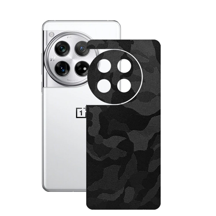 SILKASE bőrfólia, OnePlus 12-hez, fekete bütyök, telefon hátvédő