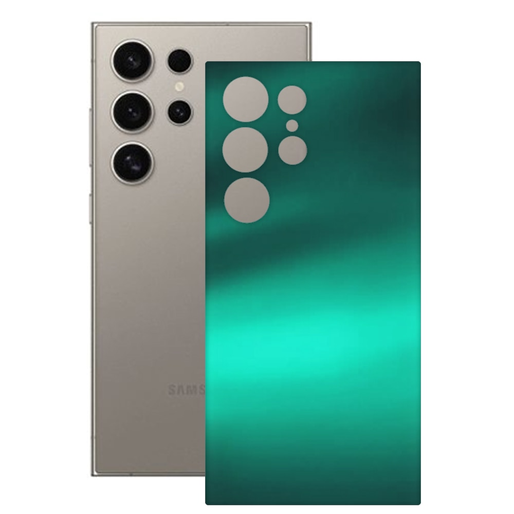 Folie skin SILKASE, pentru Samsung Galaxy S24 Ultra, verde emerald,  protectie spate telefon 