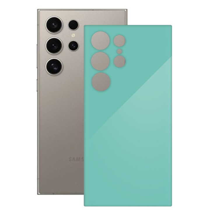 SILKASE bőrfólia, Samsung Galaxy S24 Ultra-hoz, türkiz, telefon hátvédő