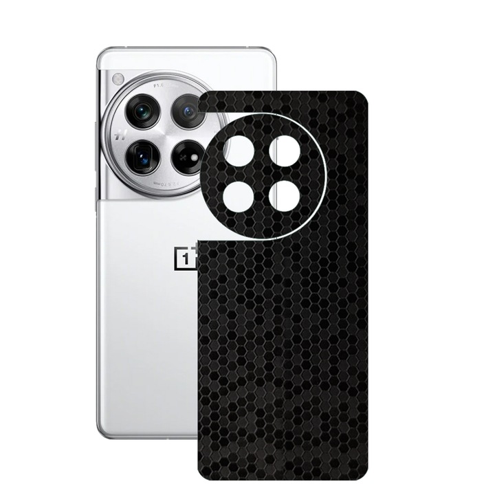 SILKASE bőrfólia, OnePlus 12-hez, hexa fekete, telefon hátvédő