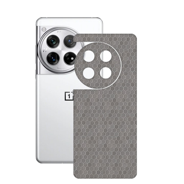 SILKASE bőrfólia, OnePlus 12-hez, szürke hexa, telefon hátvédő