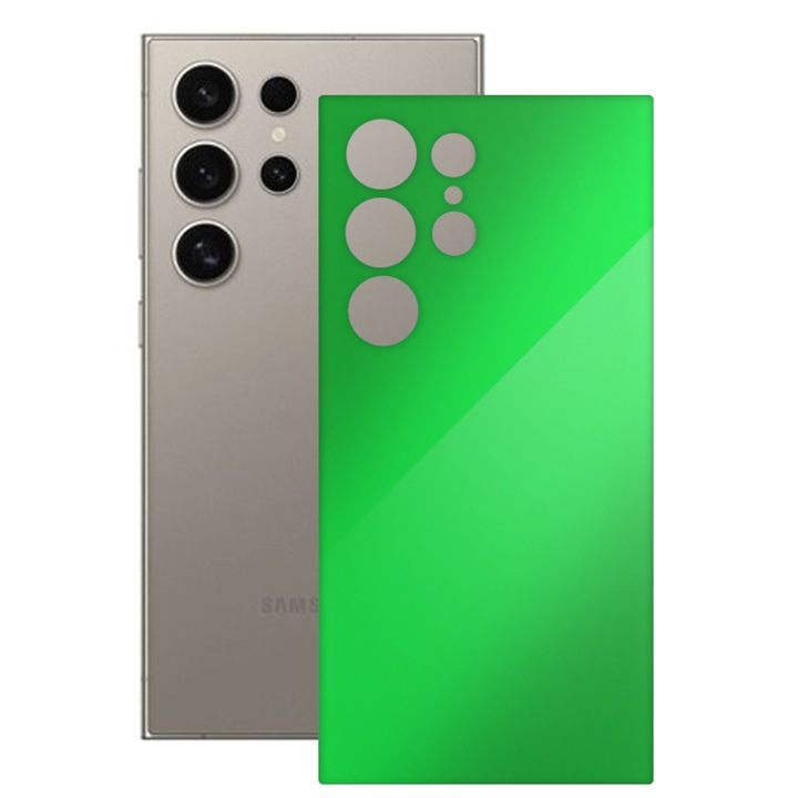 SILKASE bőrfólia, Samsung Galaxy S24 Ultra-hoz, neonzöld, telefon hátvédő