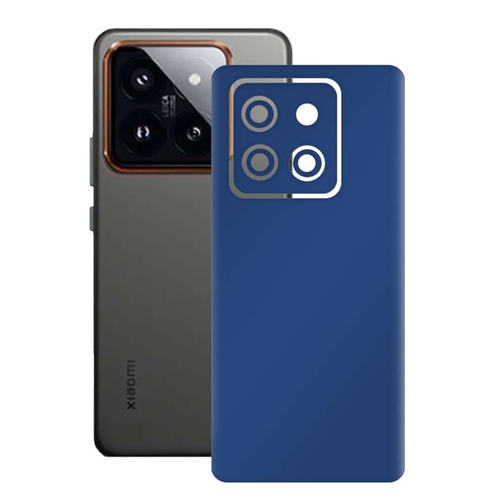 SILKASE bőrfólia, Xiaomi 14 Pro-hoz, matt sötétkék, telefon hátvédő