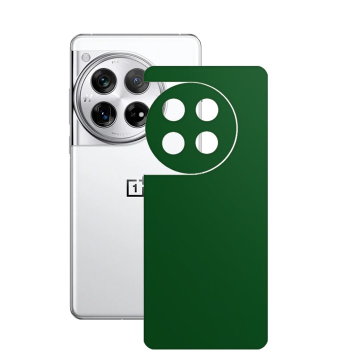 SILKASE bőrfólia, OnePlus 12-hez, matt sötétzöld, telefon hátvédő