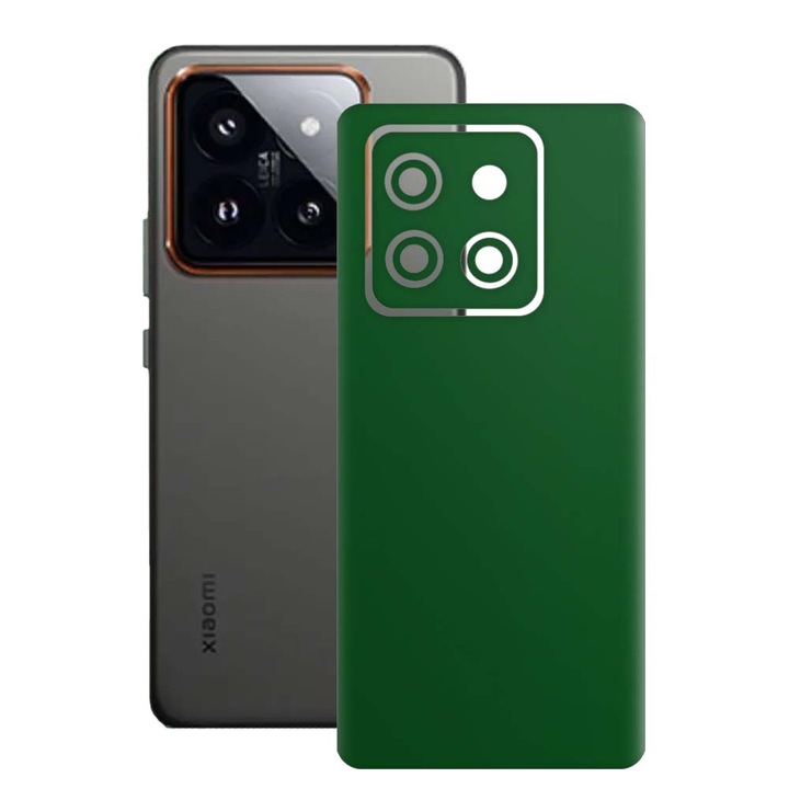 SILKASE bőrfólia, Xiaomi 14-hez, matt sötétzöld, telefon hátvédő