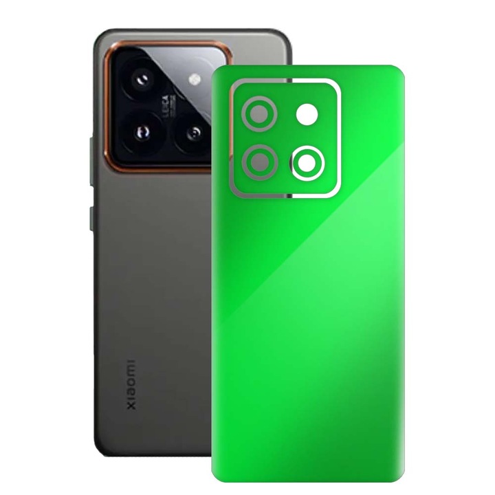 SILKASE bőrfólia, Xiaomi 14-hez, neonzöld, telefon hátvédő