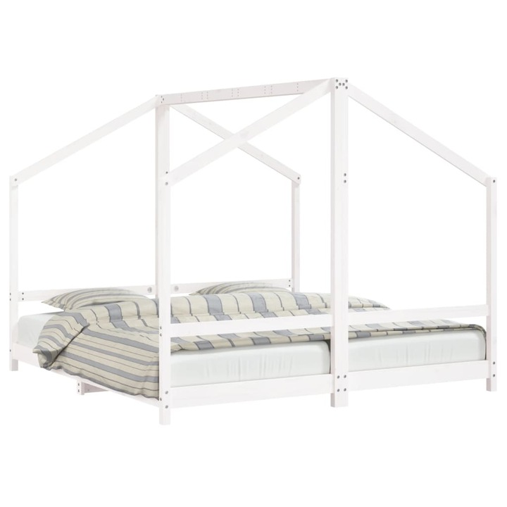 Cadru de pat pentru copii vidaXL, 2x(90x190) cm, lemn masiv de pin, 18.2 kg