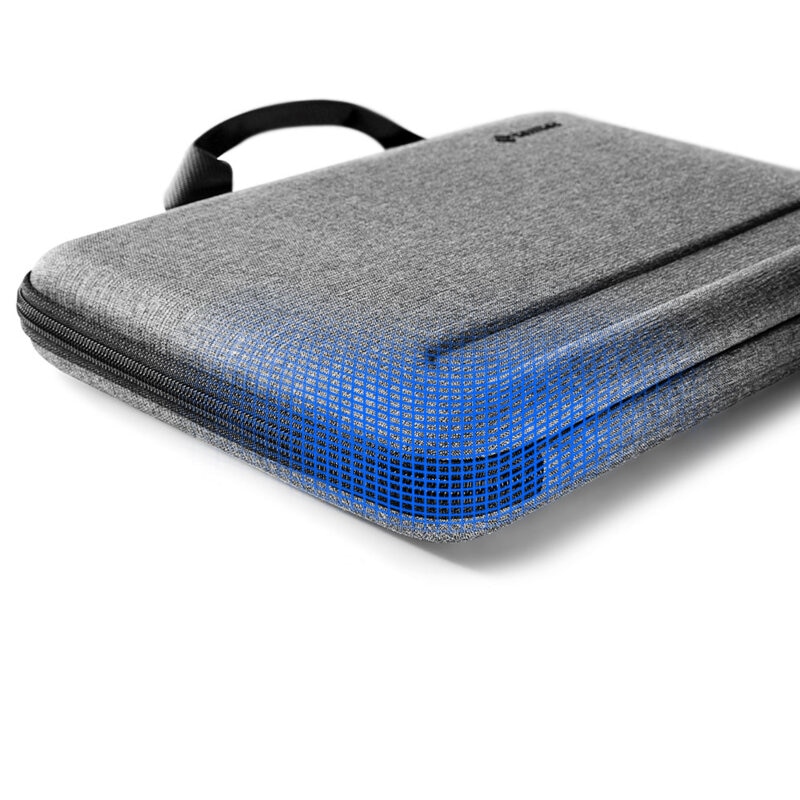Geanta de umar pentru laptop, diagonala maxima 16", colturi intarite, buzunar suplimentar pentru accesorii, waterproof, Gri