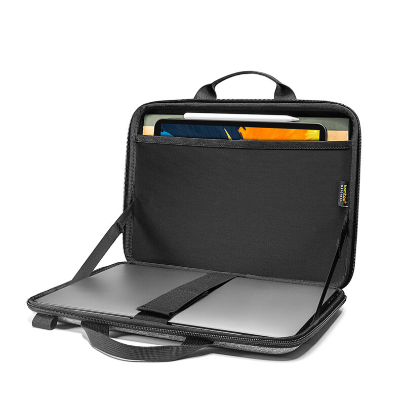 Geanta de umar pentru laptop, diagonala maxima 16", colturi intarite, buzunar suplimentar pentru accesorii, waterproof, Gri