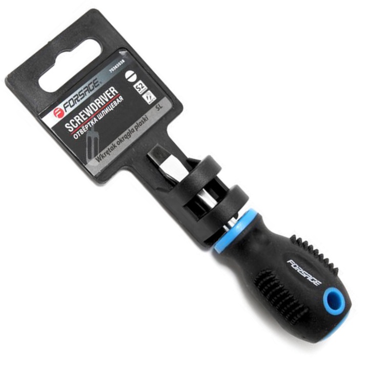 Lapos csavarhúzó, Forsage, Acél, SL6x30mm, Fekete/Kék