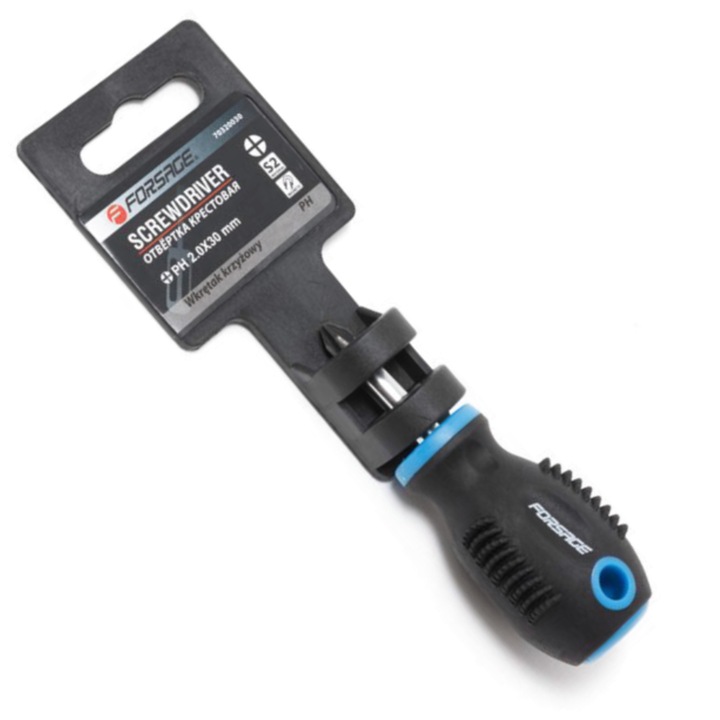 Philips csavarhúzó, Forsage, acél, PH1x0.3mm, fekete/kék