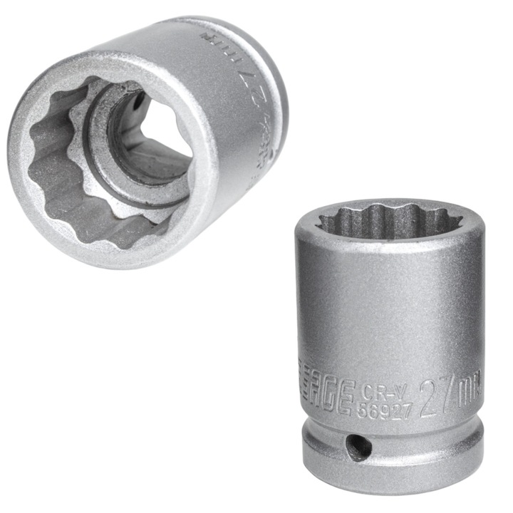 Ütvecsavarozó dugókulcs, Forsage, Acél, 27 mm, Ezüst