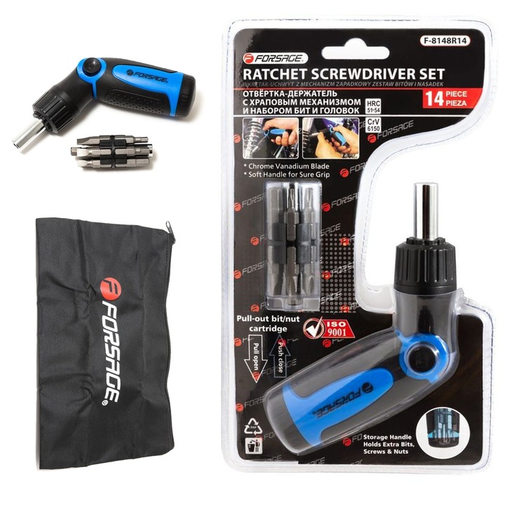 14 bites csavarhúzó, Forsage, kék/fekete