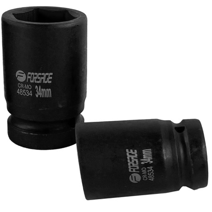 Ütvecsavarozó dugókulcs, Forsage, 1", 34 mm, 6 lapos, Fekete