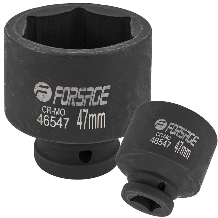 6 pontos ütvecsavarozó dugókulcs, Forsage, 3/4", 47 mm, Fekete