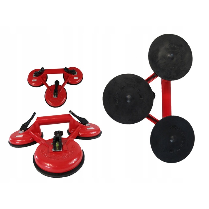 Ventuza pentru sticla, Forsage, Plastic/Cauciuc, 115 mm, Rosu