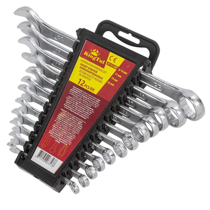 12 részes kombinált kulcskészlet, Kingtul, 6-22 mm, Ezüst