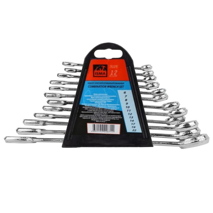 Set 12 chei combinate, Isma, 6-22 mm, Argintiu