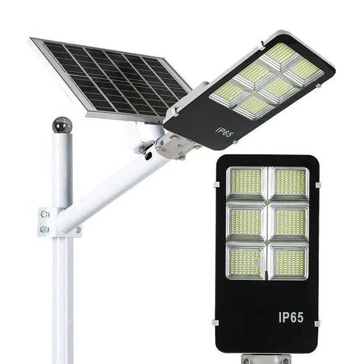 Procart Napelemes utcai lámpa fotovoltaikus panellel, 300W, IP65, tartókonzol, távirányító, alumínium