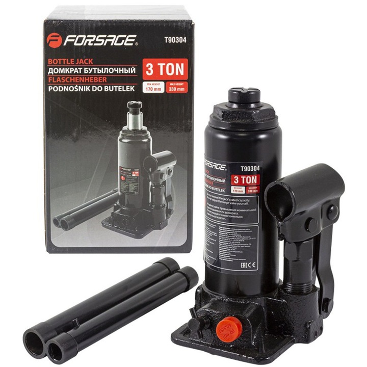 Circ hidraulic auto, FORCEKRAFT, 3 tone, 170-330mm, Negru