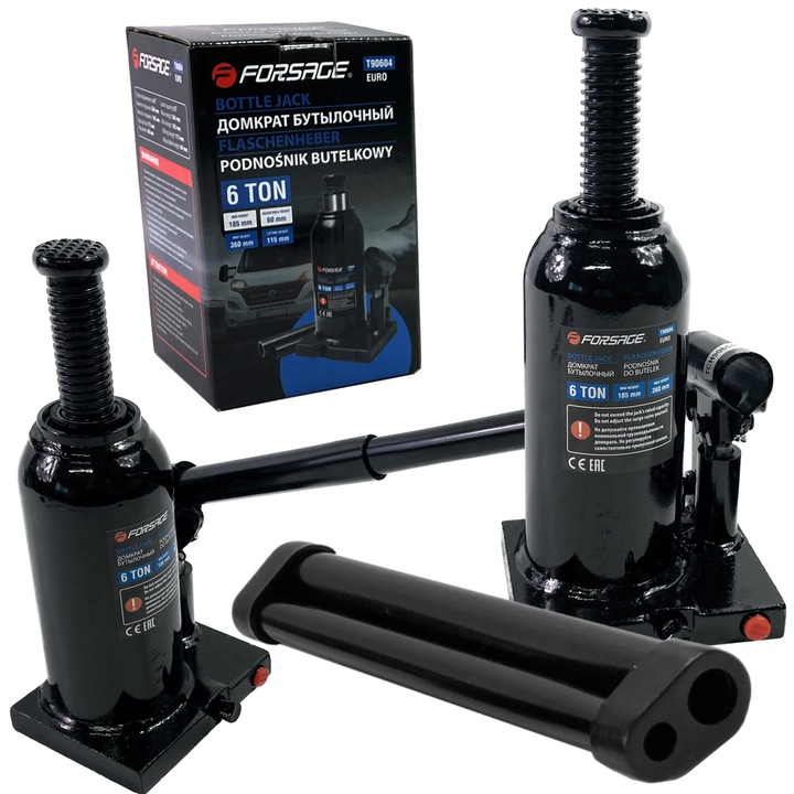 Cric hidraulic, Forsage, 6 tone, Negru