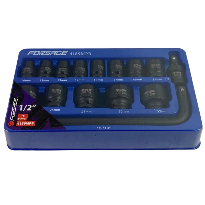 Set 15 chei tubulare, Forsage, 10-32 mm, Negru