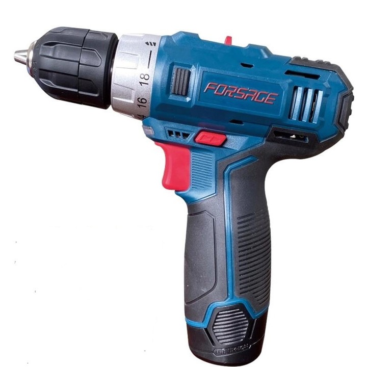 Fúró/csavarozó gép, Forsage, 12 V, Kék/Fekete