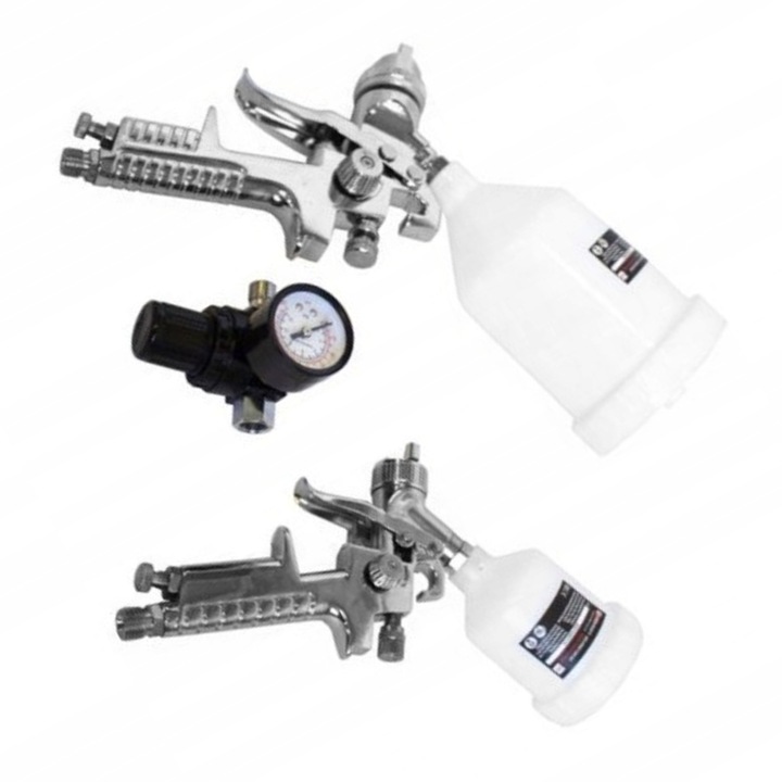 Set 2 pistoale de vopsea, Forcekfrat, Regulator presiune, Alb/Negru