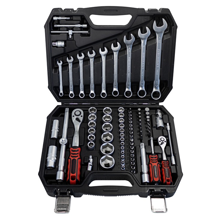 82 kulcsos készlet, Forcekraft, acél, ezüst/fekete