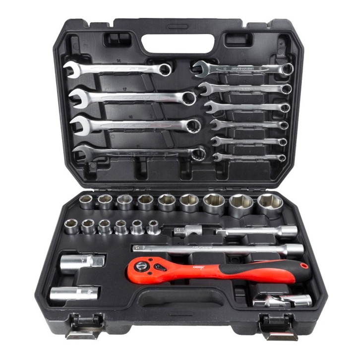 32 db-os dugókulcs készlet, Disen szerszámok, 1/2'', ezüst