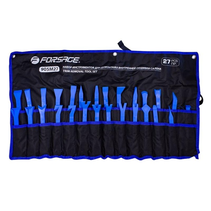 Set 27 scule pentru demontarea cleme de tapiterie, Forsage, Albastru/Negru