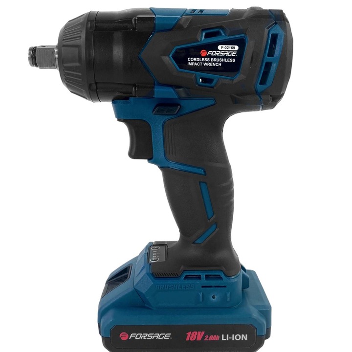 Cheie de impact fara acumulator, Forsage, 450NM, 18V, 2.0AH LI-ION, Negru/Albastru