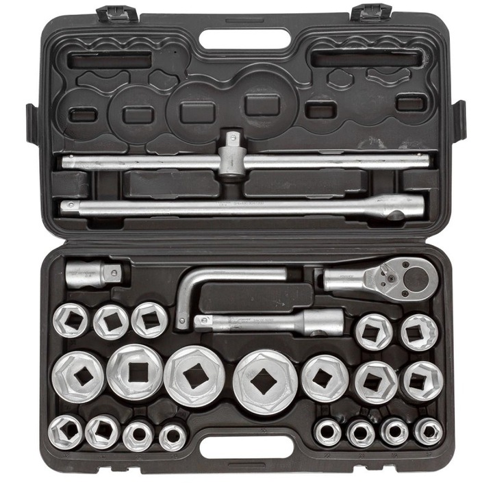 26 dugós villáskulcs készlet, Forsage, 3/4', ezüst/fekete