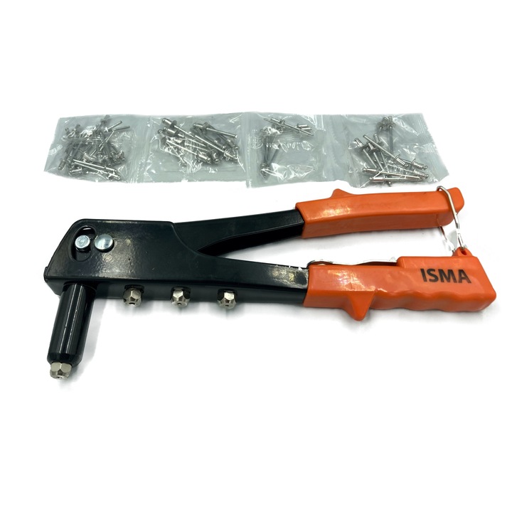 Szegecspisztoly + szegecsek, 240 mm, fekete/narancs