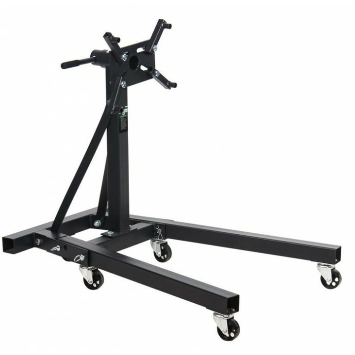 Suport de montare motor, Forsage, Otel, Capacitate maxima 900 kg, Rotire 360°, Negru / Argintiu