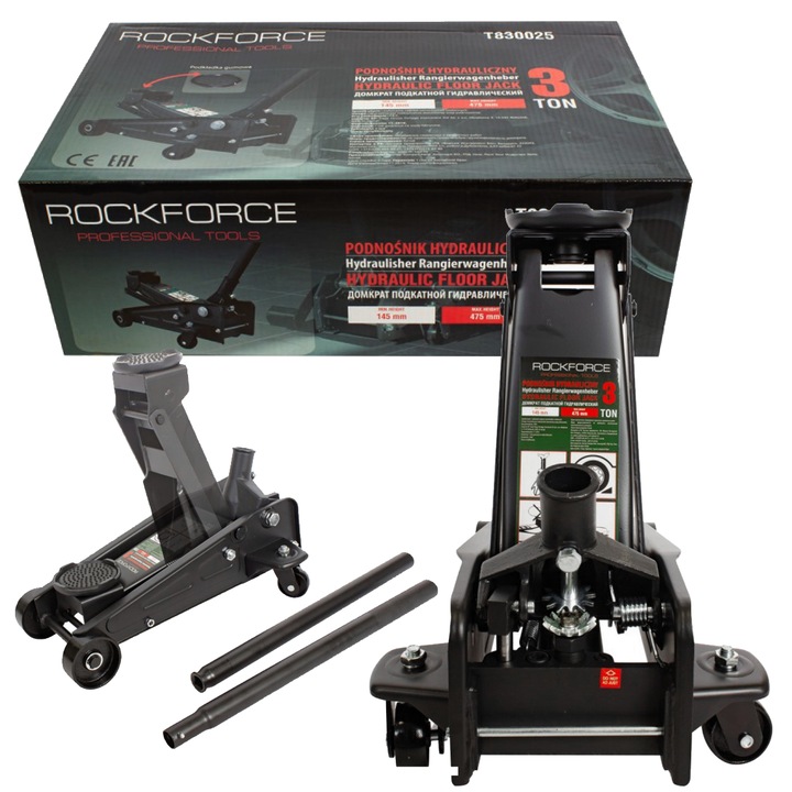 Hidraulikus emelő, Rock Force, 3 t, fekete