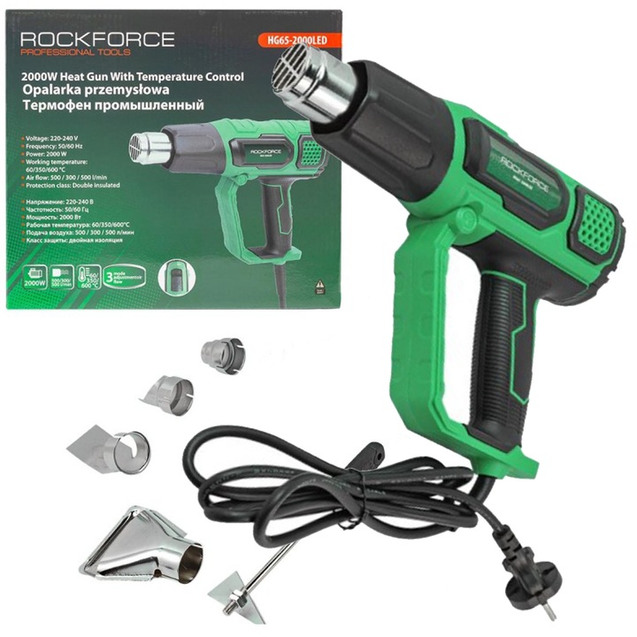 Forró levegőfúvó, Rock Force, 2 sebesség, 4 fúvóka, 600C, 2000W
