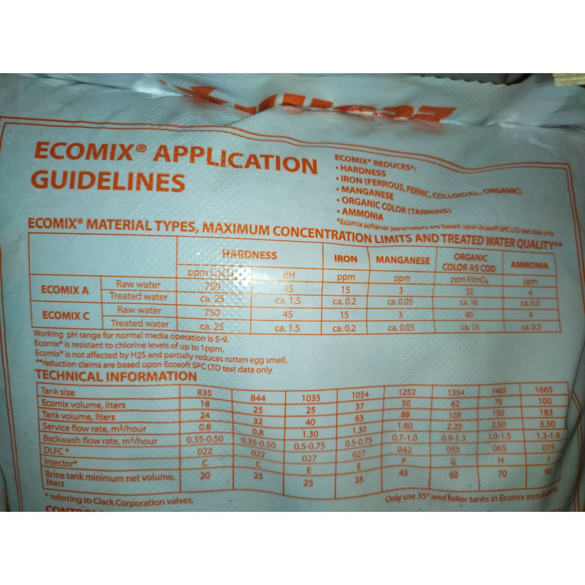 Sac 25 litri Rasina Ecomix C pentru statii de tratare a apei - Ecosoft ...