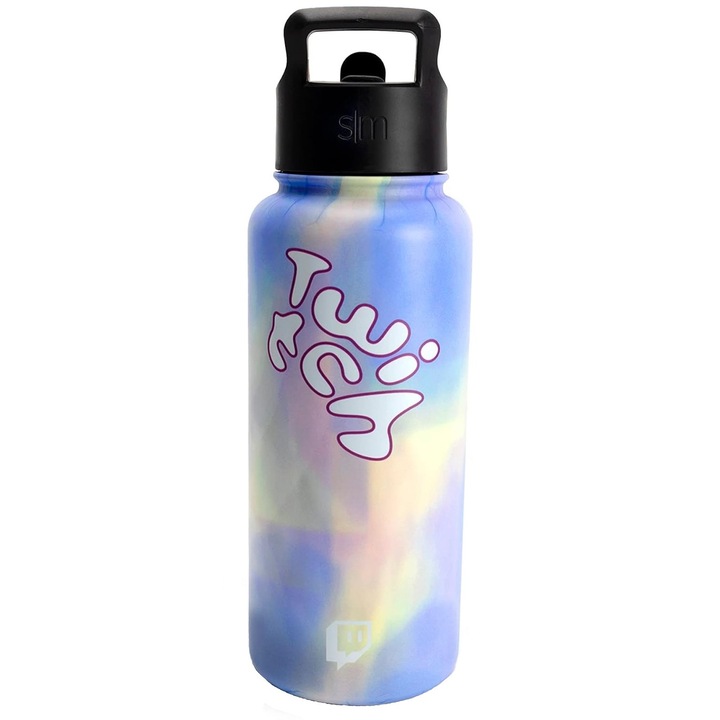Sticla Termos din inox, capac cu pai si maner, 900ml, Design Fade Away, Lila