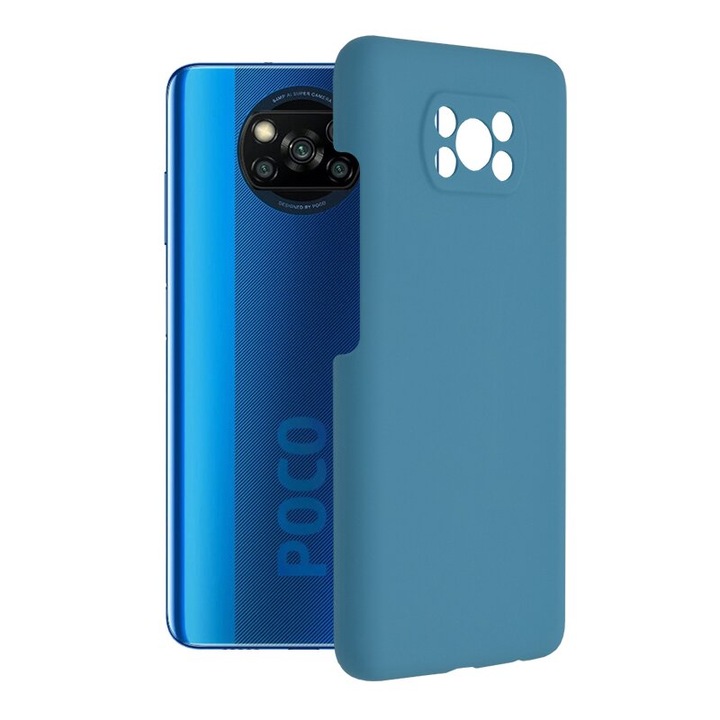 Защитен калъф, съвместим с Xiaomi Poco X3/Poco X3 NFC/Poco X3 Pro, Soft Edge, силикон, Denim Blue, Blue