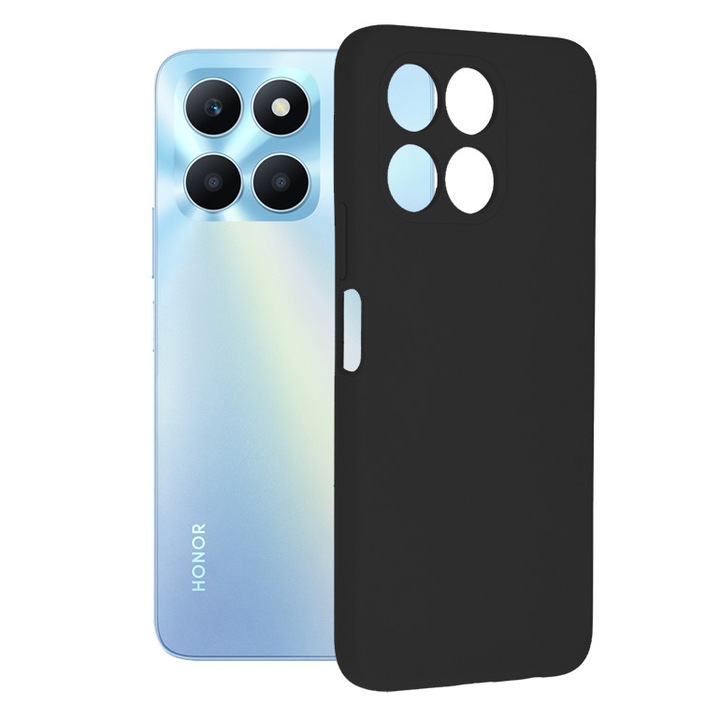 Защитен калъф за телефон Soft Edge Silicone, мек силикон, вътрешност от микрофибър, против пръстови отпечатъци, съвместим с Honor X6a, черен