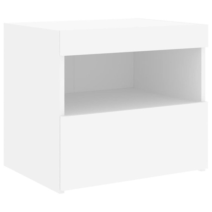 Нощно шкафче с LED осветление vidaXL, Бяло, 50x40x45 см, 12.8 Kg