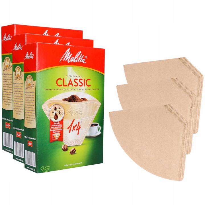 Set 240 filtre pentru cafetiera, Melitta, Hartie, Nr. 4, Maro
