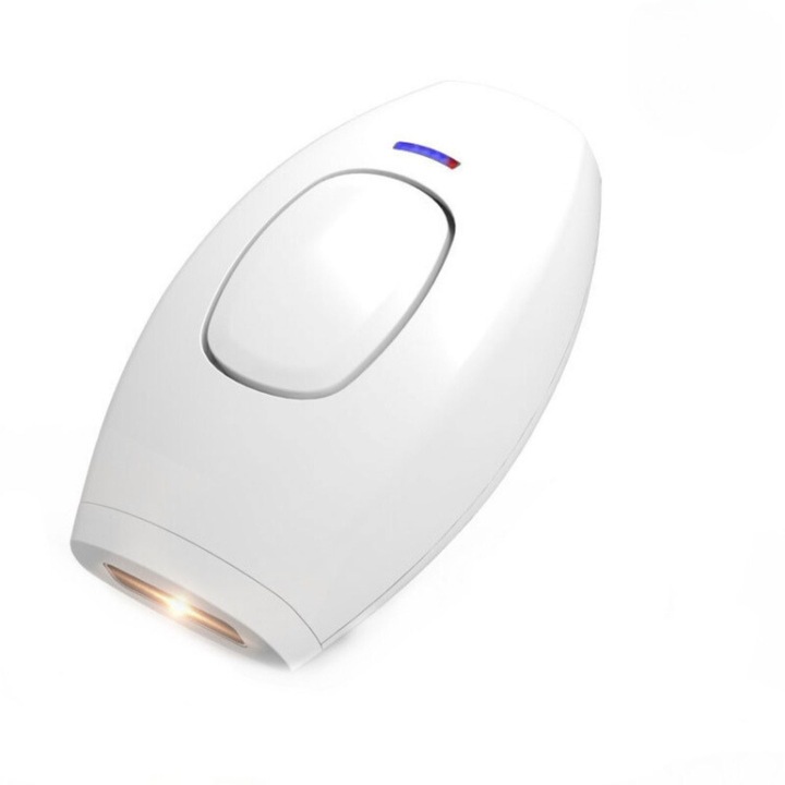 Epilator IPL, portabil, epilare definitiva cu laser, pentru orice parte a corpului, lentile safir, 500.000 pulsatii, 2 moduri de lumina, de 5 niveluri de intensitate, filtru UV incorporat, senzor piele, alb