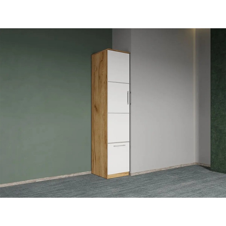 Dulap dormitor, Stejar Auriu cu Alb 1u, Acapulco, L 41 x A 48 x H 192, 5 cm