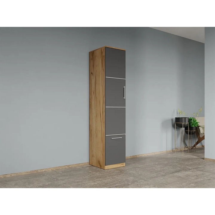 Dulap dormitor, Stejar Auriu cu Gri, Acapulco 1u, L 41 x A 48 x H 192, 5 cm