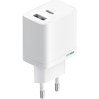 Incarcator retea OPPO, 1xUSB-C, 1xUSB-A, SUPERVOOC 33W, Alb