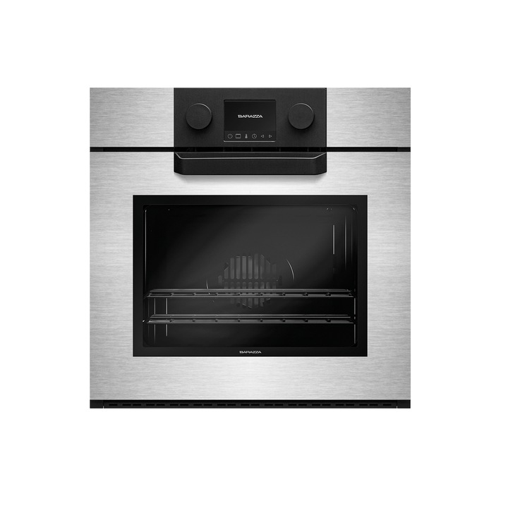 Cuptor electric incorporabil Barazza, colectie Icon Glass, latime 56 cm, 65 litri, finisaje de lux, premium, sistem igienizare Zefiro, 11 functii manuale, 16 programe automate, 30 programe personalizabile, panou de control tactil, functie Veggy, inox